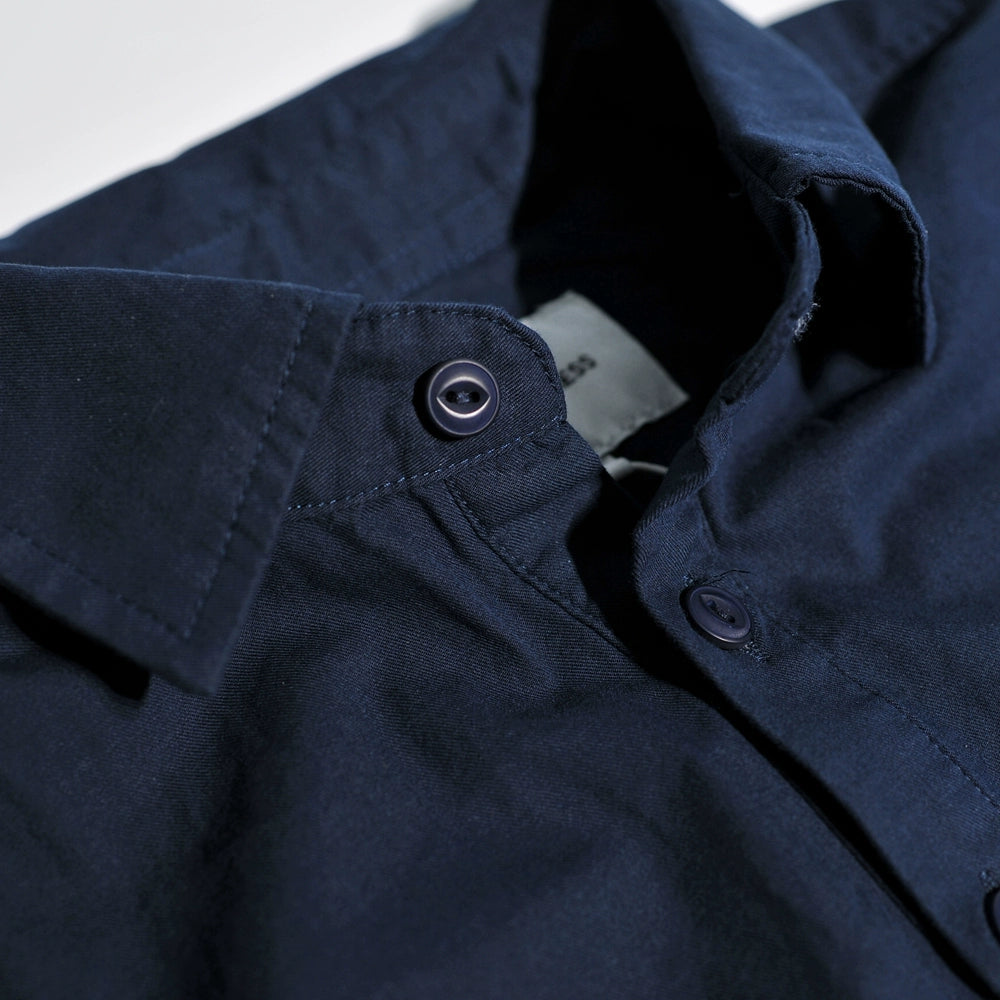 Hong Kong-style handsome half-open collar pullover overalls short-sleeved Japanese retro CityBoy loose cotton casual shirt