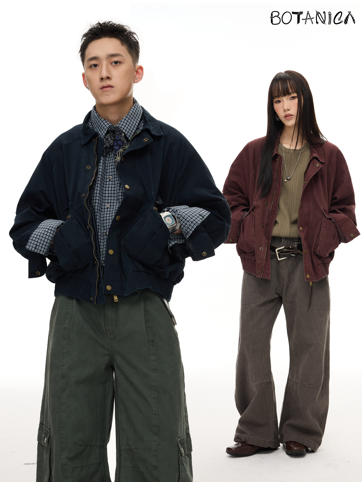 Vintage Lapel Cropped Cargo Jacket – Cleanfit Blue (Unisex)