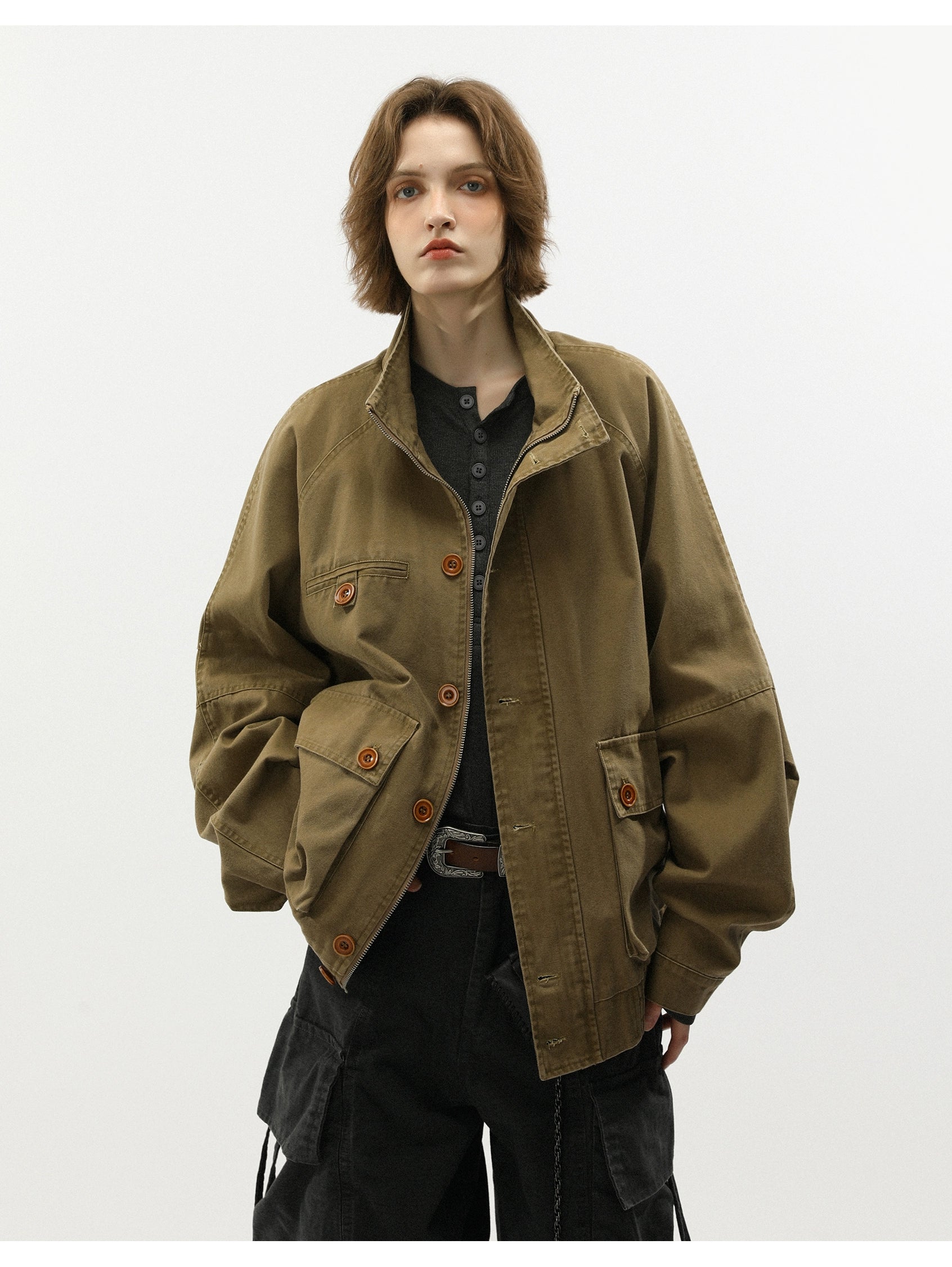 Vintage Bahn-Style Cargo Jacket – Worn Harrington Design (Unisex)