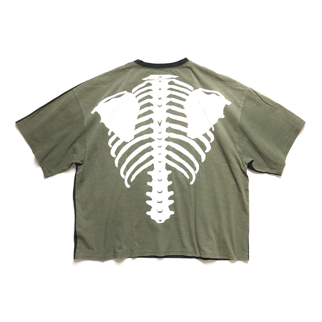 Japanese trend cotton loose stitching bone print short-sleeved T-shirt