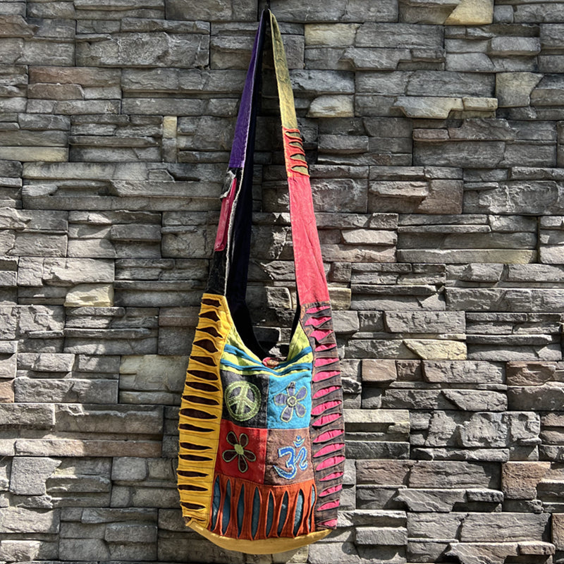 Nepal Indian washed cotton bag, old style, hippie shoulder bag for men and women