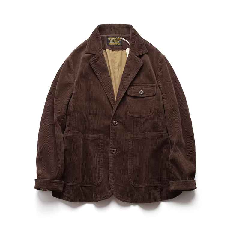 American Retro Amekaji Corduroy Safari Blazer - Casual Suit Jacket (Men)