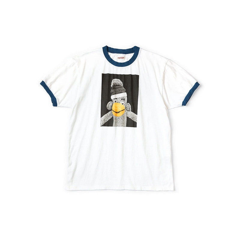 Japanese unisex cartoon little monkey print loose casual crew neck short sleeve T-shirt