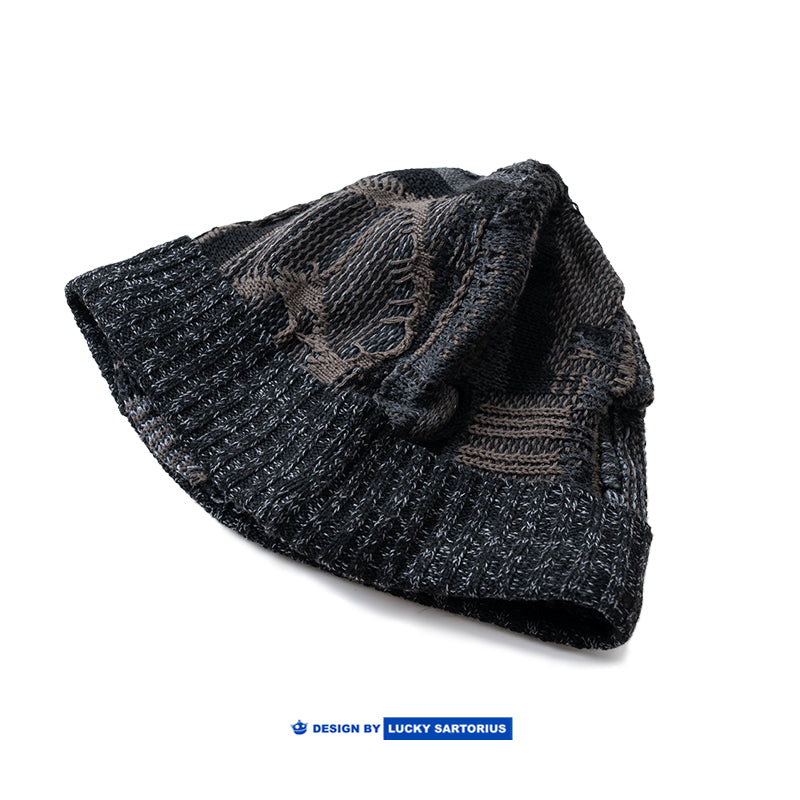 Japanese vintage-style knitted beanie hat for both men and women