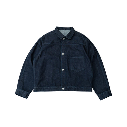Single Pocket Short Denim Jacket – Loose Unisex Casual Streetwear