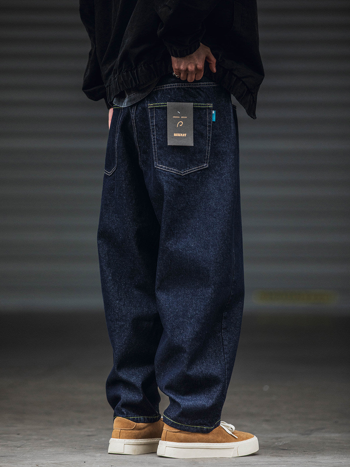 American Retro Navy Jeans – Loose Fit Drawstring Harem Wide-Leg Pants for Men – Japanese vintage | yamalin clothes | Yamalinclothes