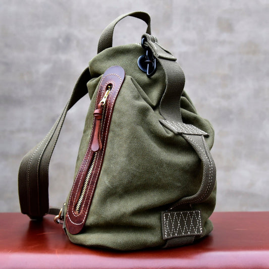 Heavy industry thickened canvas one-shoulder crossbody bag men's vintage bag casual bag chest bag military style 8453