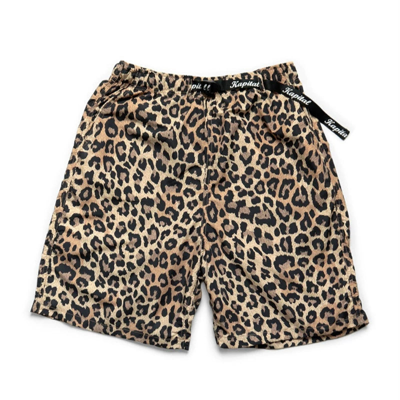 quick-drying leopard print Japanese nylon loose men's and women's casual shorts