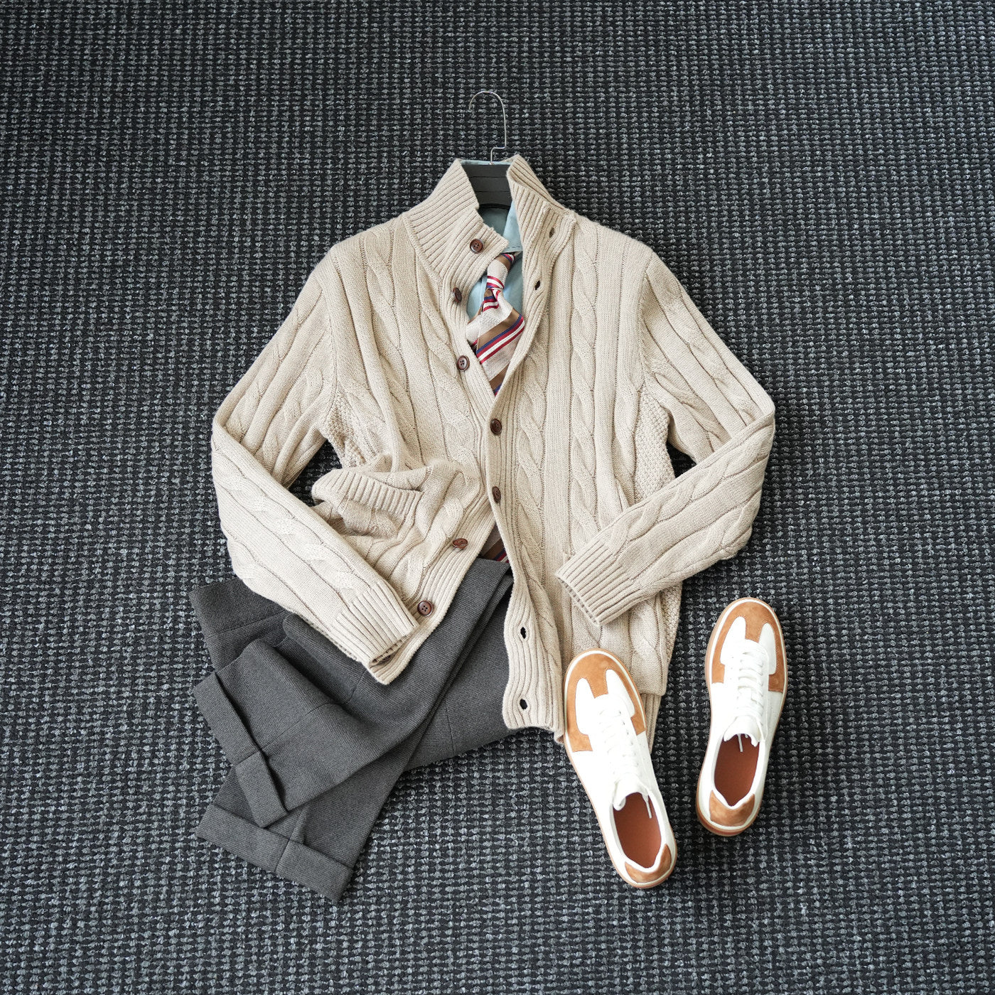 Twist Knit Collar Jacket – Old Money Wool Blend Men
