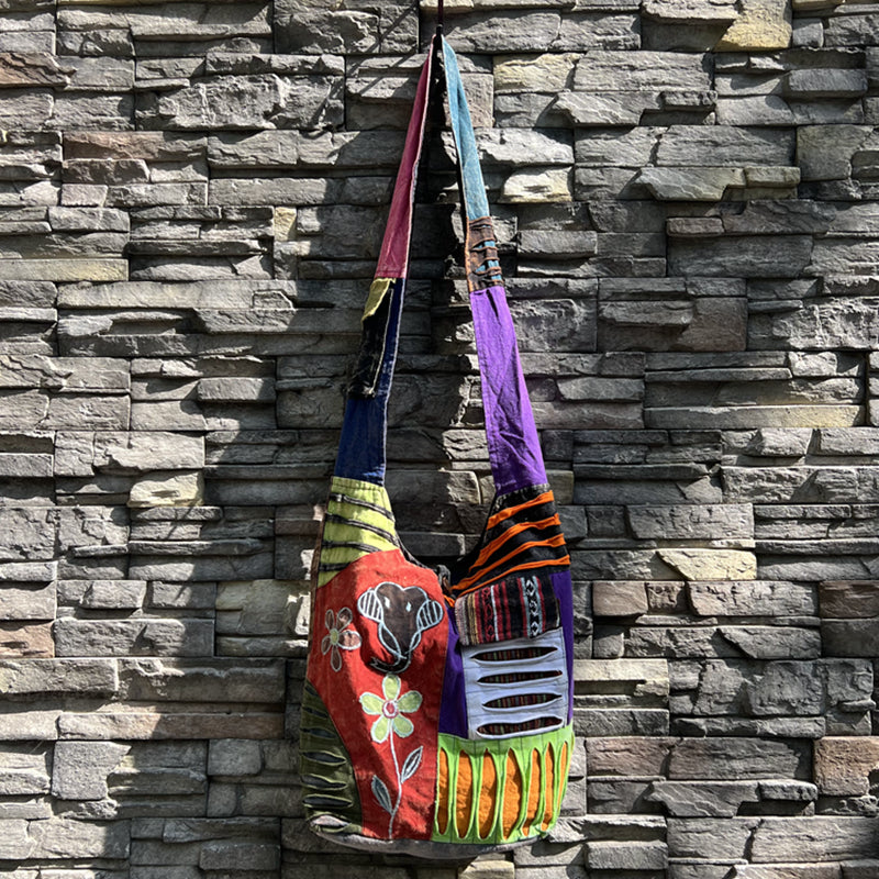 Nepal Indian washed cotton bag, old style, hippie shoulder bag for men and women