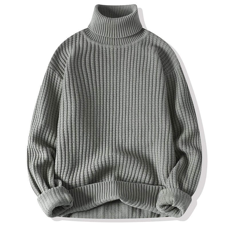 Temperament turtleneck sweater men's winter thickened and versatile solid color trend underwear with a base knit