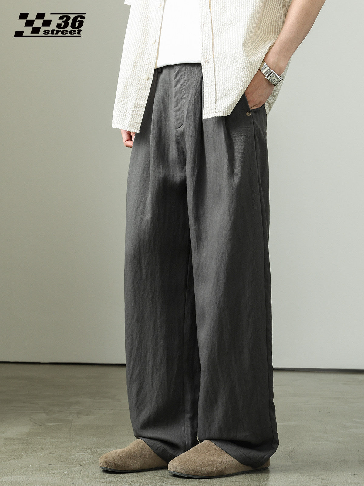 Draped Lyocell Wide Leg Pants – Loose Straight Tencel Linen Summer Ice Silk Slacks for Men – Japanese vintage | yamalin clothes | Yamalinclothes