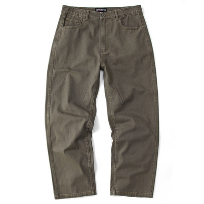 Japanese Vintage Distressed Cargo Pants Men – Pleated Bootcut Wide Leg Cotton Trousers