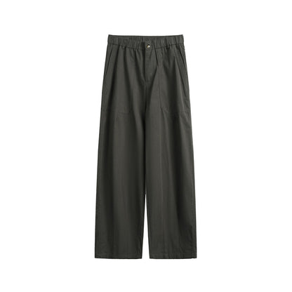 Cotton Work Pants – Elastic Waist & Wide Straight Leg | Yamalinclothes