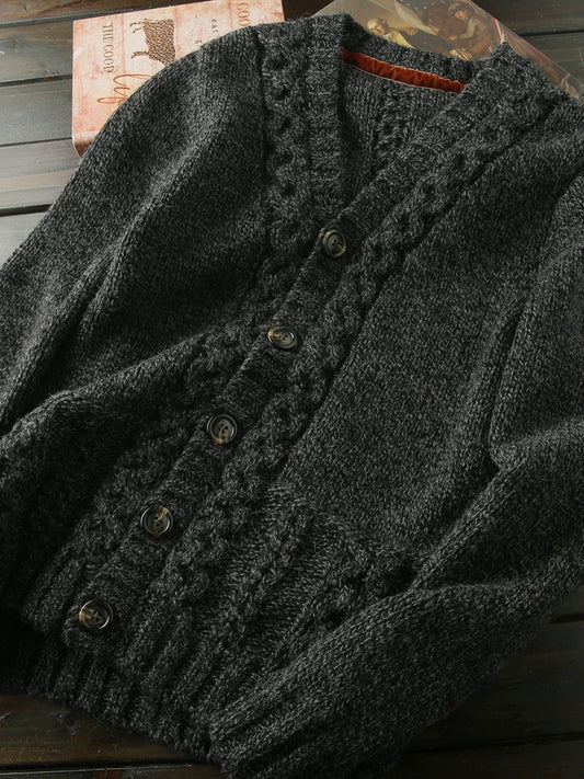 Heavy continuation of the Italian order for high-end men's autumn and winter thickened warm wool knitted cardigan sweater jacket