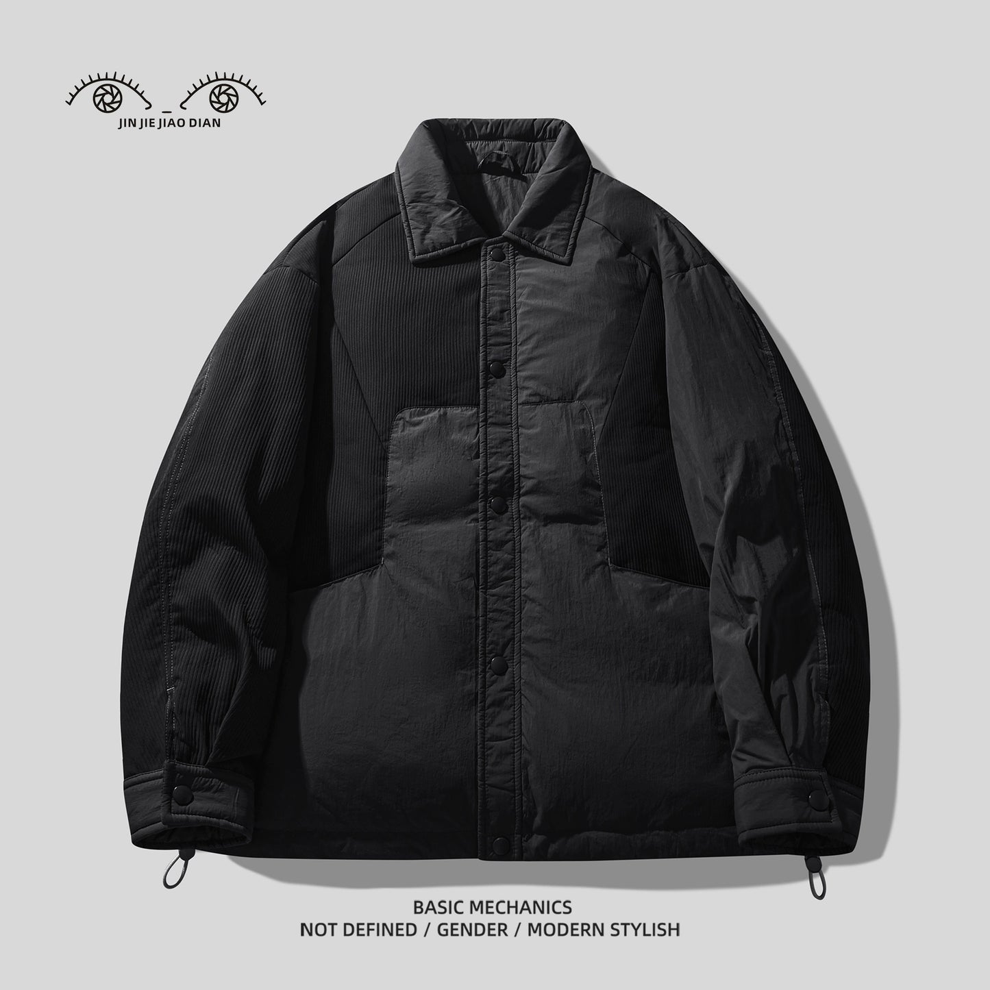 Vintage Patchwork 90% Duck Down Shirt Jacket – Contrasting Texture (Unisex)