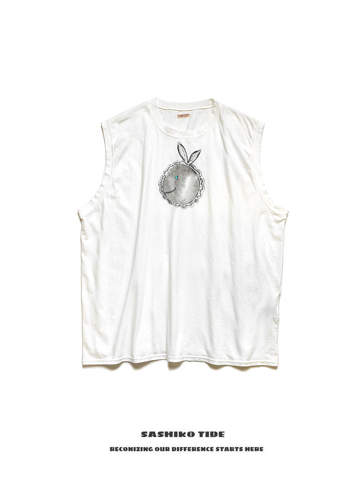 Japanese trend loose cotton short-sleeved T-shirt vest