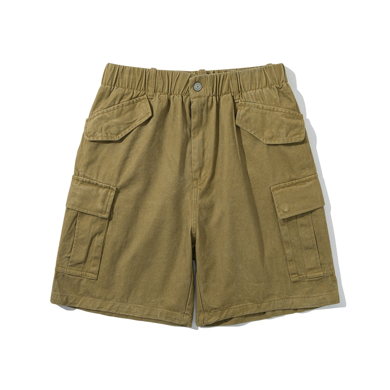 Men's and women's loose casual fried snowflakes multi-pocket woven texture deck pants shorts Ami click