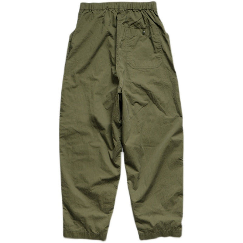 Japanese fashion loose tapered army green buckle military style casual pants