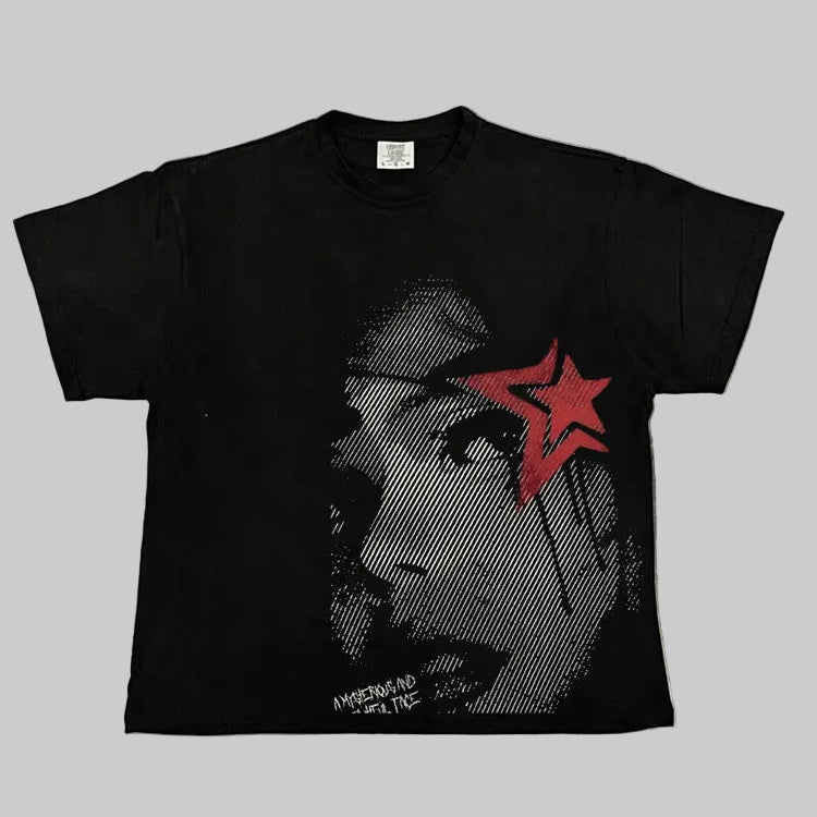 DTG Hip-Hop Graphic Tee – Men's American Retro High Street Short Sleeve T-Shirt
