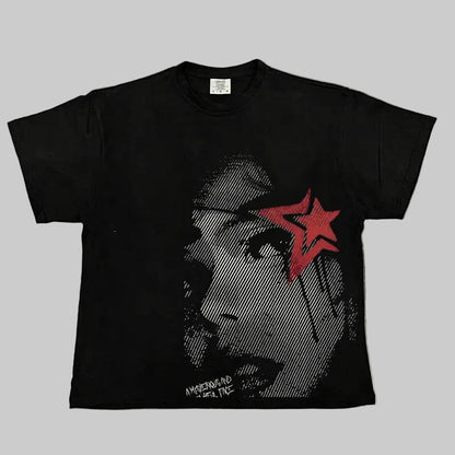 DTG Hip-Hop Graphic Tee – Men's American Retro High Street Short Sleeve T-Shirt