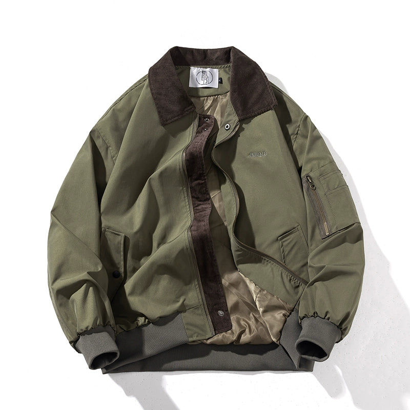 Vintage Corduroy Bomber Jacket – Embroidered Padded Baseball Style (Unisex)