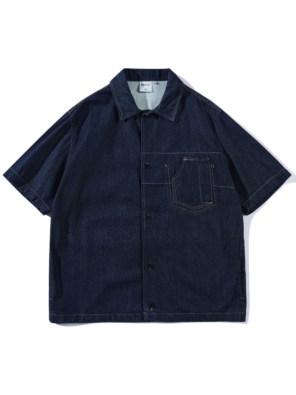 Summer street, Japanese retro Aramco Ka Ji washed, denim short-sleeved shirt, men's and women's loose cargo half-sleeved shirt