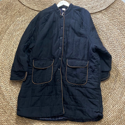 Long Padded Coat – Contrast Trim & Flap Pockets | Yamalinclothes