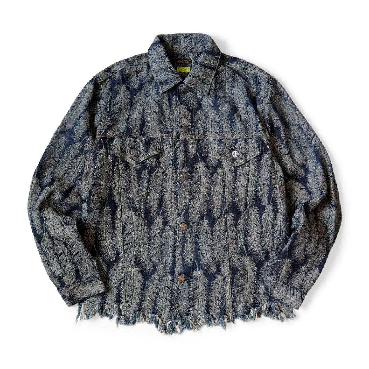 Japanese casual denim feather tassel destruction long-sleeved jacket