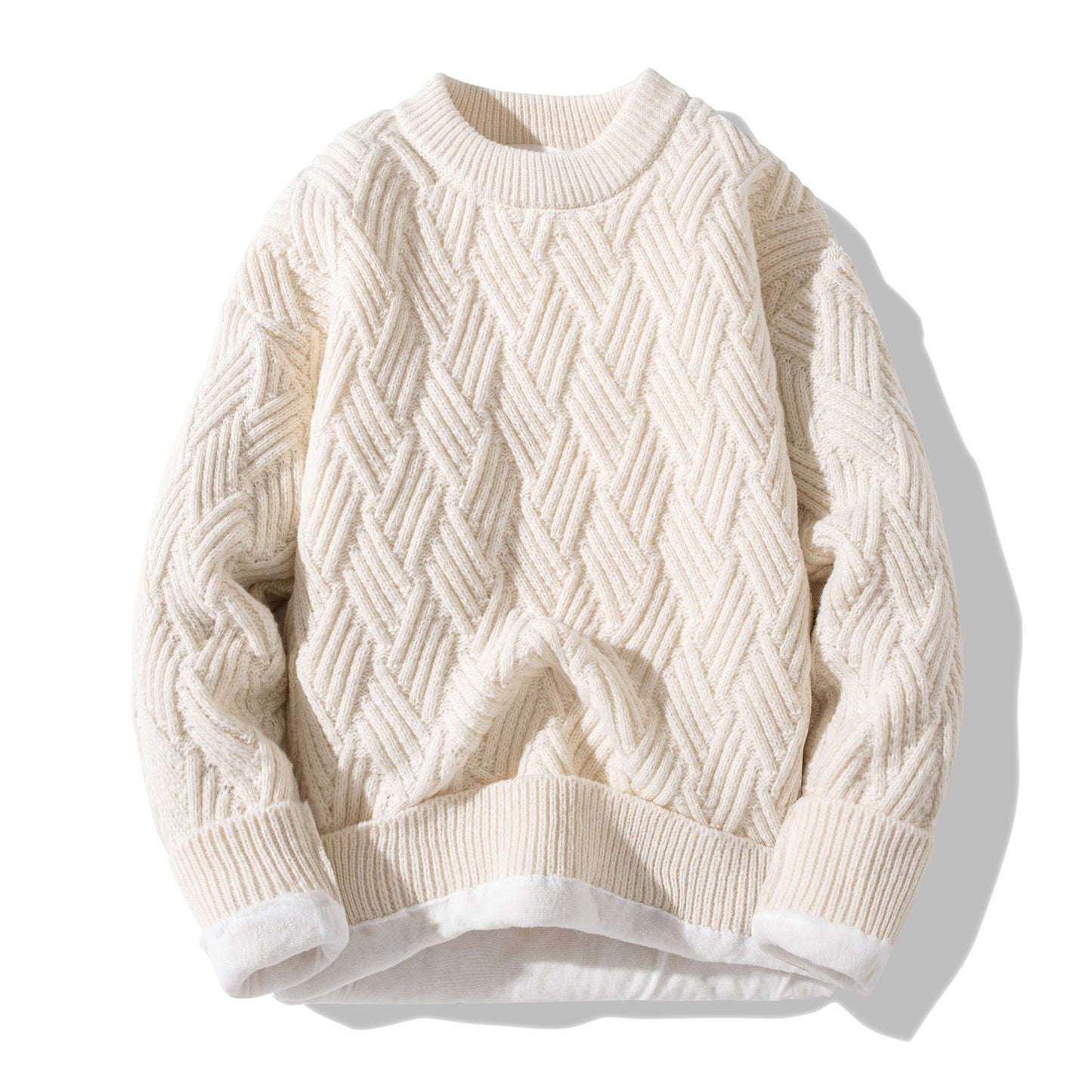 Chunky Twist Knit Sweater – Fleece-Lined Thickened Pullover Unisex Winter Knitwear – Japanese vintage | yamalin clothes | Yamalinclothes