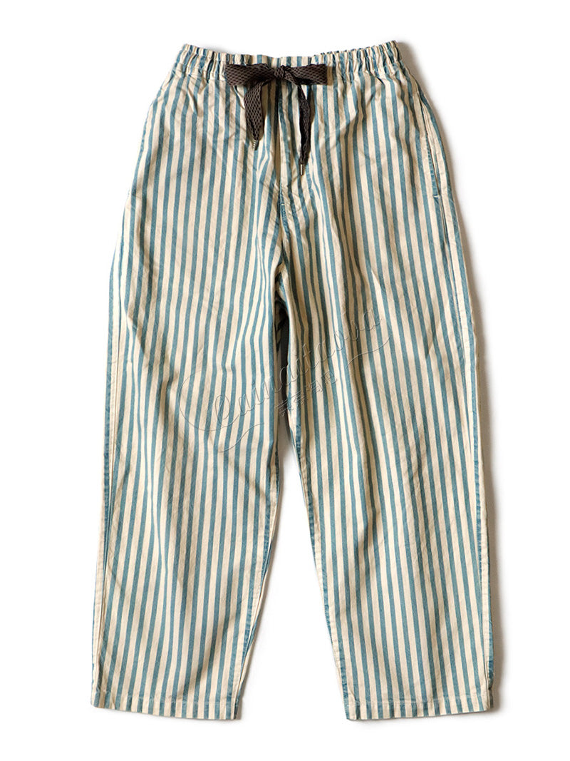 Japanese trend men's and women's cotton and linen striped breathable casual trousers