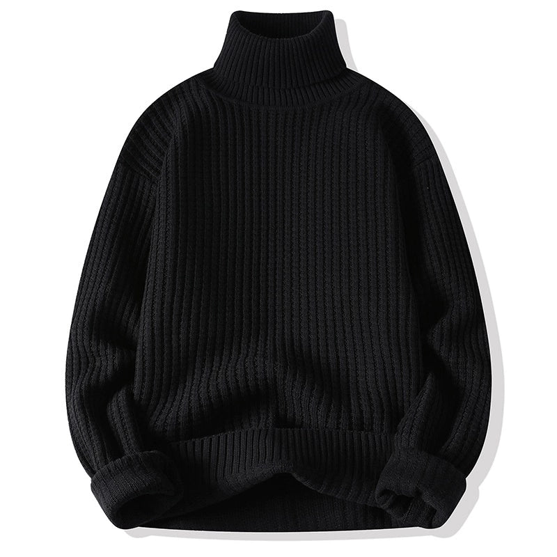 Temperament turtleneck sweater men's winter thickened and versatile solid color trend underwear with a base knit
