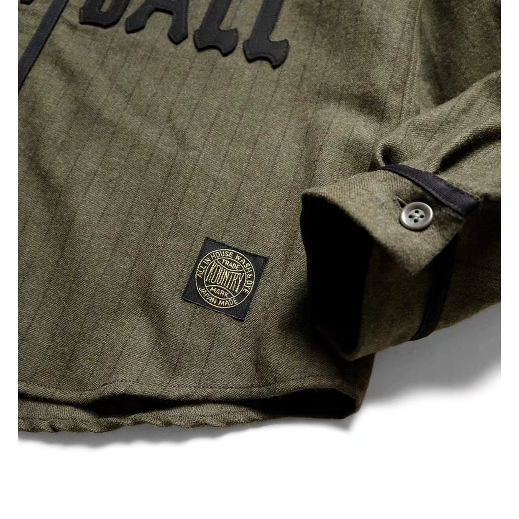 Japanese wool blend custom-woven striped letter jacket shirt coat