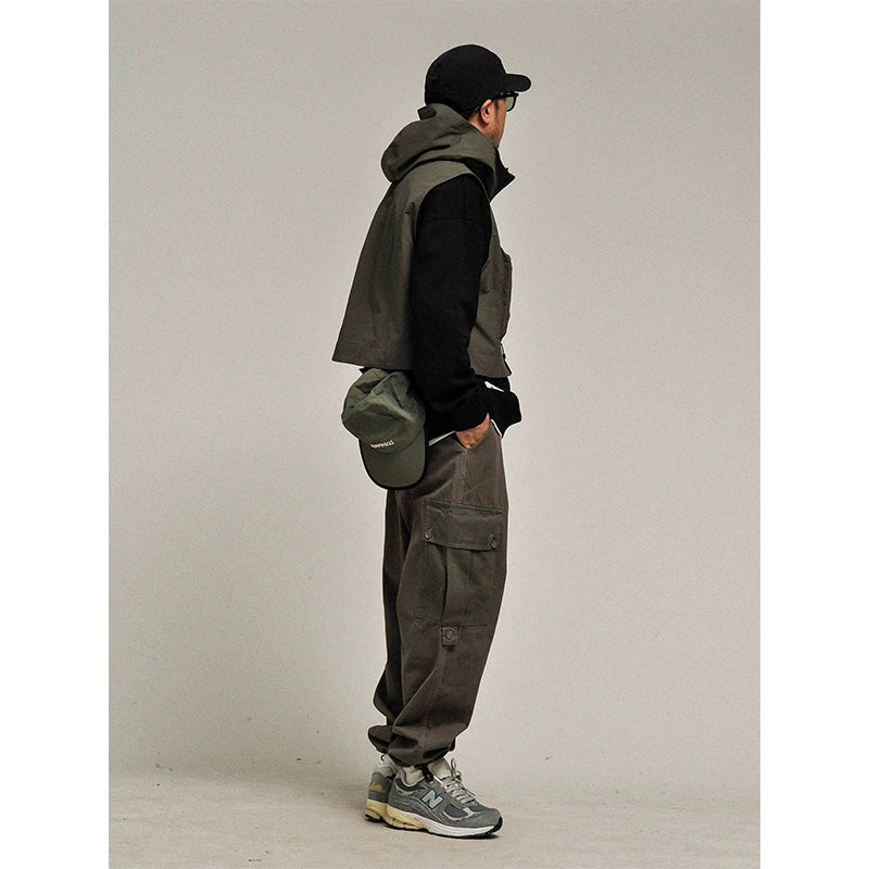 Old fans come! OUTDOOR! Functional pocket short outdoor vest hooded vest waterproof outdoor camping men