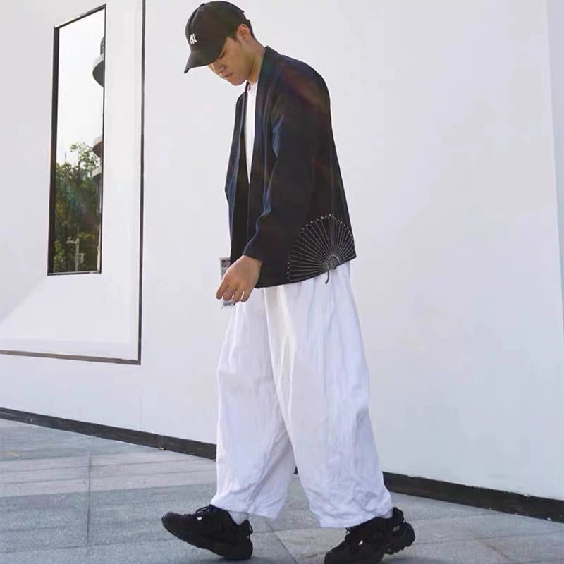 Japanese vintage blue-dyed Japanese-style embroidered casual loose long-sleeved jacket