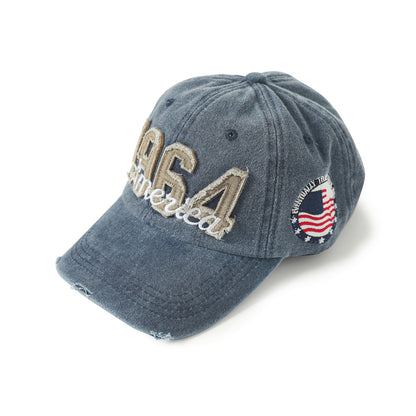 Hats for men and women, face-enhancing small baseball caps, Korean style washed digital appliqué baseball caps, men's spring/summer Japanese style