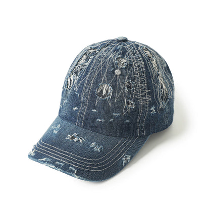 Vintage Distressed Ripped Patch Denim Cowboy Hat – Japanese Utility Wide Brim Unisex Hat