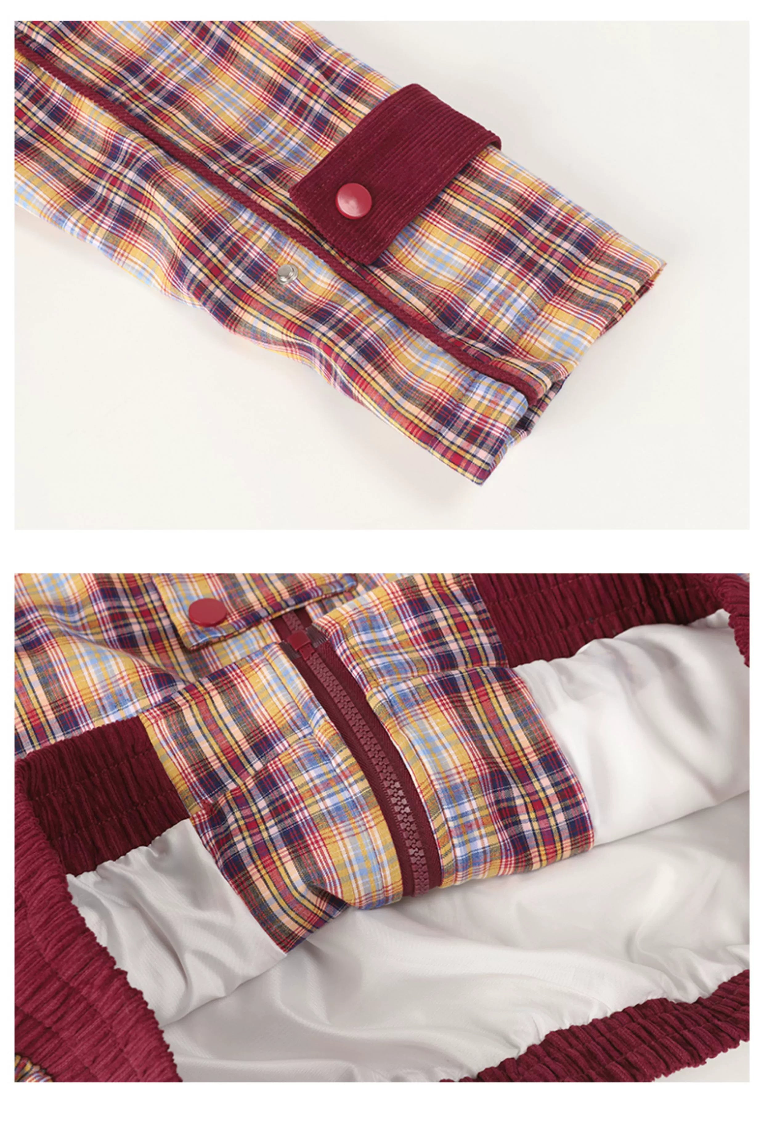 Plaid Embroidery Contrast Casual Jacket – Hold Colour Unisex