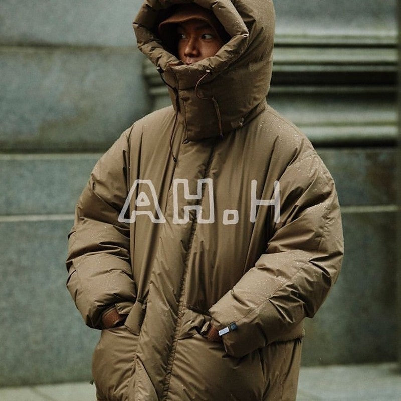 Fall/Winter Thickened Waterproof Men's and Women's Loose Hooded Functional Down Jacket