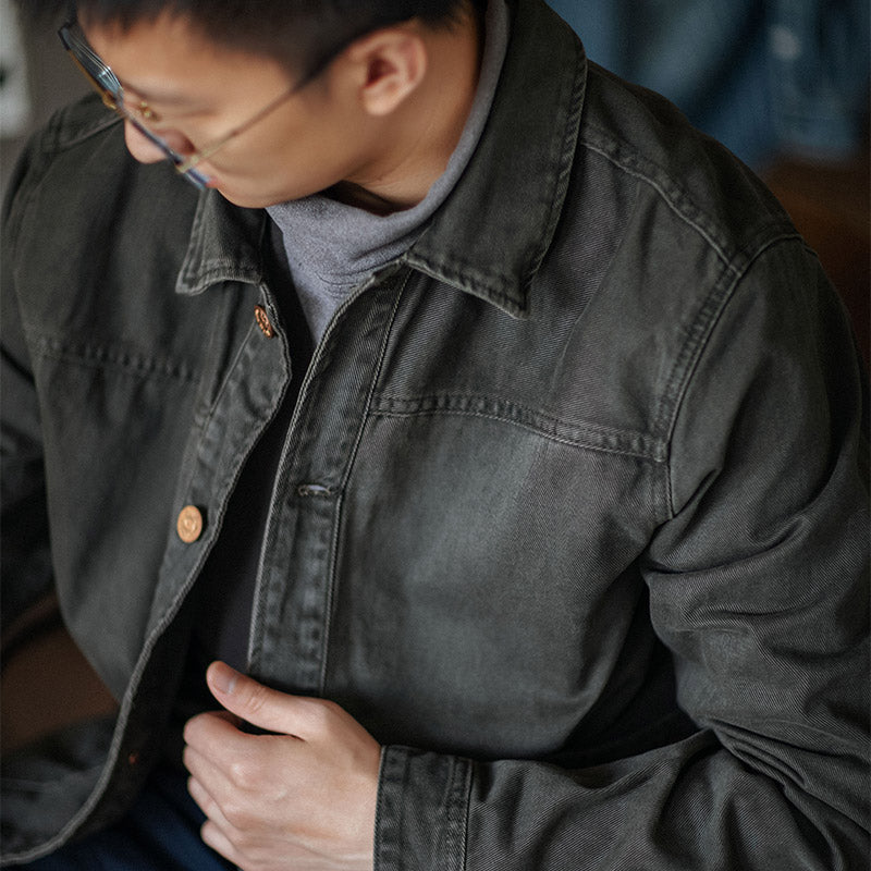 Washed Distressed Cargo Lapel Cotton Jacket – Vintage Loose Unisex