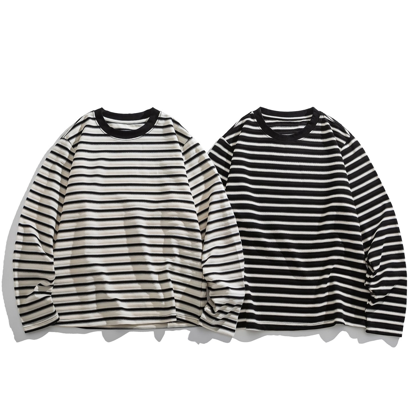 Japanese Vintage Textured Stripe Long-Sleeve T-Shirt – Relaxed Unisex Base Layer