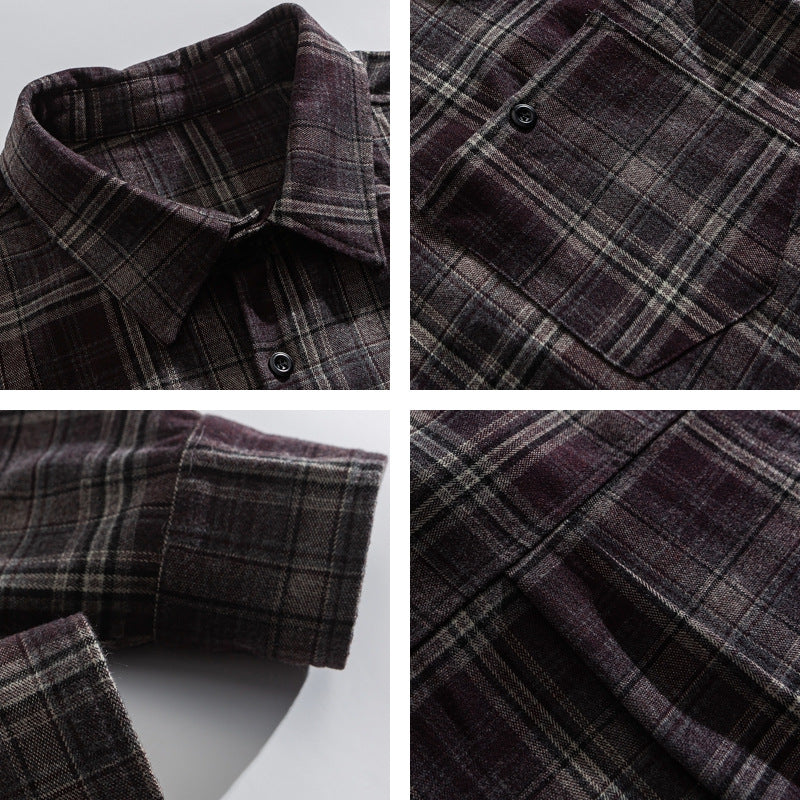 Japanese Vintage Large Plaid Wool-Blend Long-Sleeve Shirt – Oversized Unisex