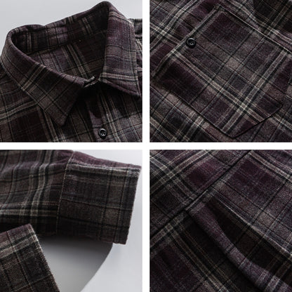 Japanese Vintage Large Plaid Wool-Blend Long-Sleeve Shirt – Oversized Unisex