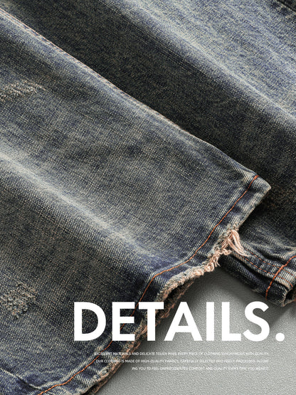 Washed Wide-Leg Straight Jeans – Japanese Vintage Loose Unisex – Pants | japanese streetwear | vintage workwear | unisex | Yamalinclothes