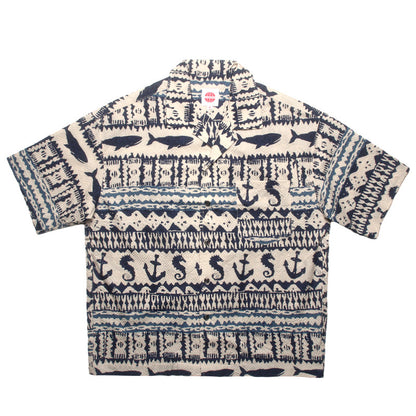 Seersucker Cuban Collar Printed Shirt – Men's Vintage Beach Short Sleeve