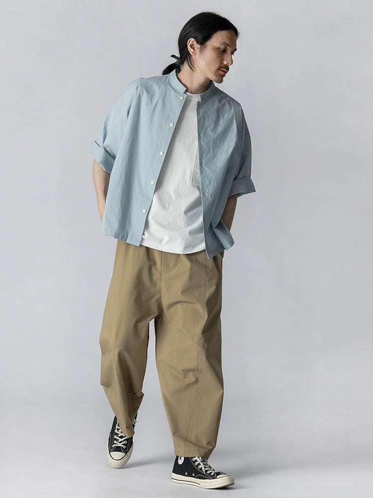 Original pure cotton men's elastic waist large profile frock casual cropped pants