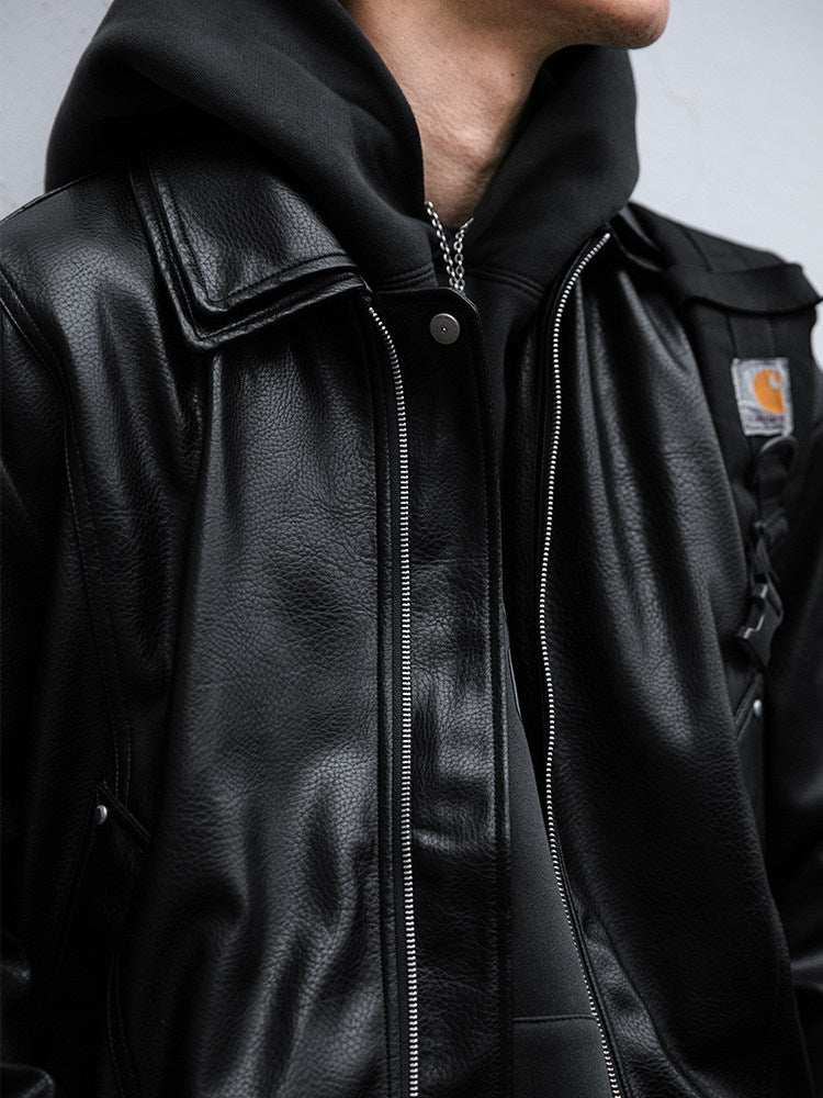 Soft PU Double-Layer Lapel Leather Jacket – American Retro Oversized Unisex – Japanese vintage | fall outfits 2026 | fall winter outfits | classy winter outfits | lazy comfy outfits | japanese streetwear | vintage workwear | yamalin clothes | Yamalinclothes