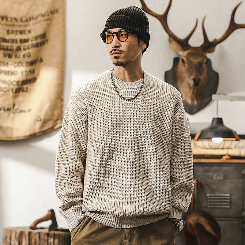 American retro 760g heavy sweater men's winter 2024 new Japanese lazy style inner knitwear autumn and winter