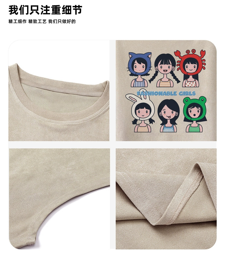 Vintage little girl print vest for men and women summer oversize couple sleeveless T-shirt