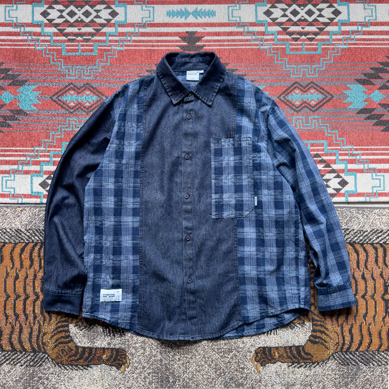 Japanese plaid denim long-sleeved shirt shirt jacket